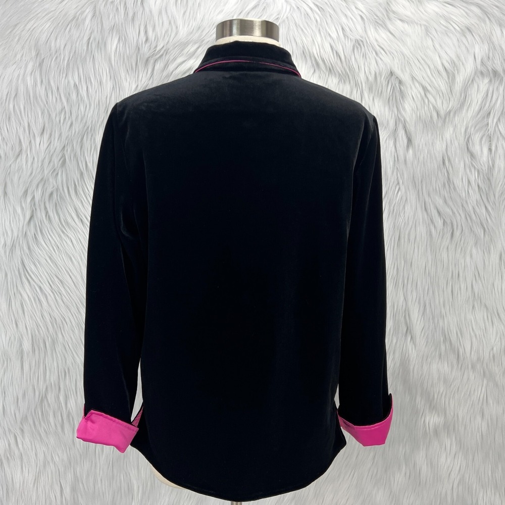 Ronni Nicole Ouida VTG Y2K‎ Black Velvet S Pink Lined Dressy Shirt Jacket Party - Picture 4 of 16